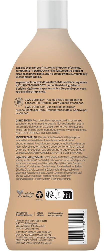 ATTITUDE Dish Soap, EWG Verified, Plant-Based & Vegan Dishwashing Liquid, Naturally Derived, Italian Lemon, 24 Fl Oz (Pack of 3)