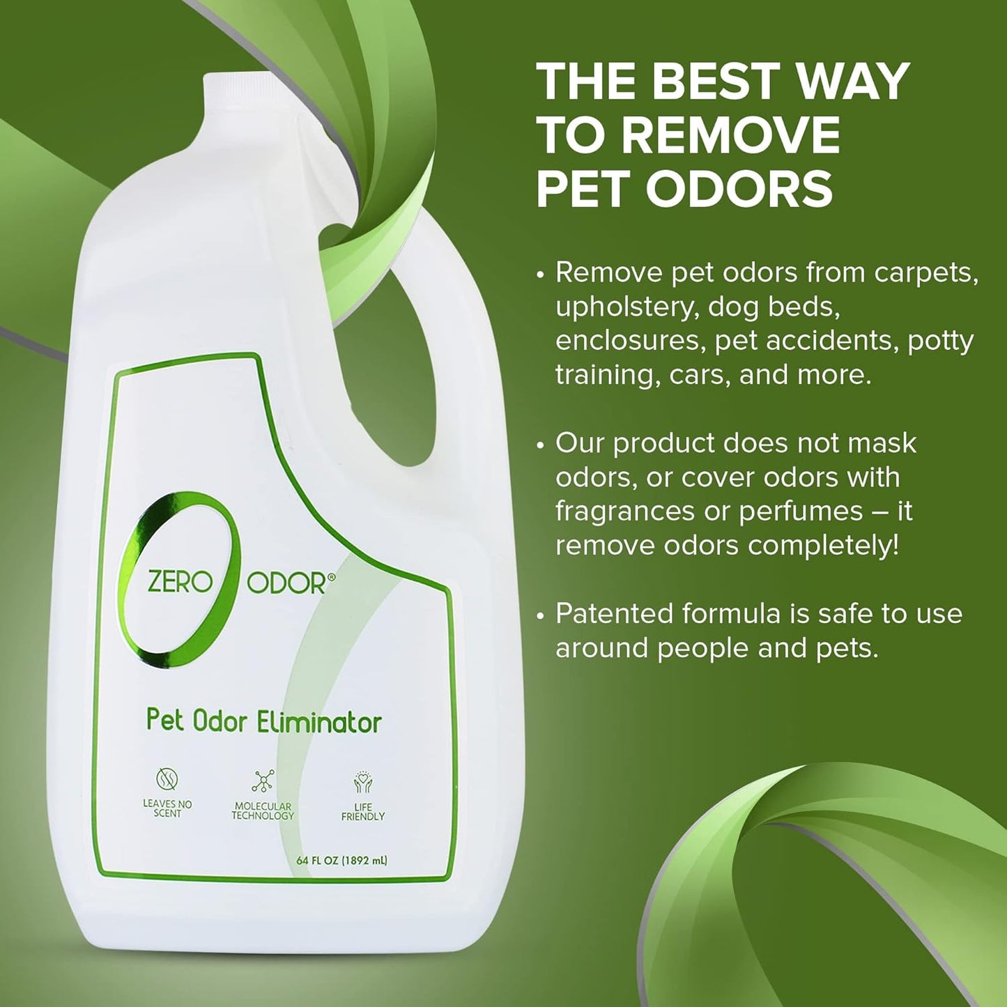 Zero Odor - Pet Odor Eliminator - Permanently Eliminate Air & Surface Odors – Patented Molecular Technology Best For Carpet, Furniture, Pet Beds - Smell Great Again (Over 400 Sprays Per Bottle)