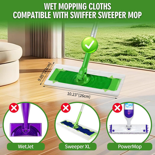 48 Count Heavy Duty Wet Pad Refills, Compatible with Swiffer Sweeper Mop & Clorox Mop, Disposable Unscented Wet Mopping Cloths for Multi-Surface Floor Cleaning