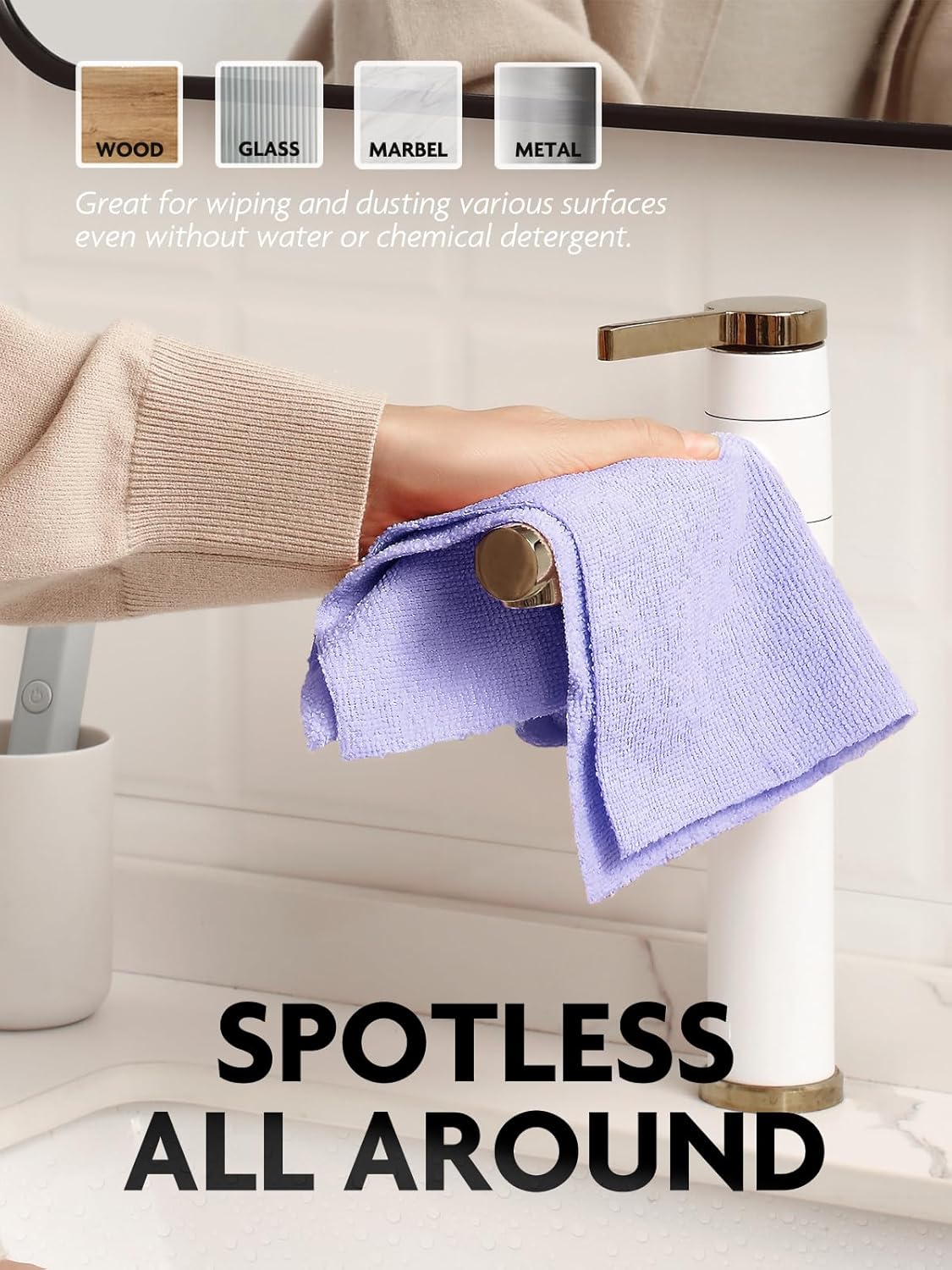 Fantasticlean Microfiber Cleaning Cloth Roll -75 Pack, Tear Away Microfiber Towels, 12" x 12", Reusable, Washable, Scratch Free, Ultra Absorbent Dishcloth for All-Around Cleaning Supplies (White)