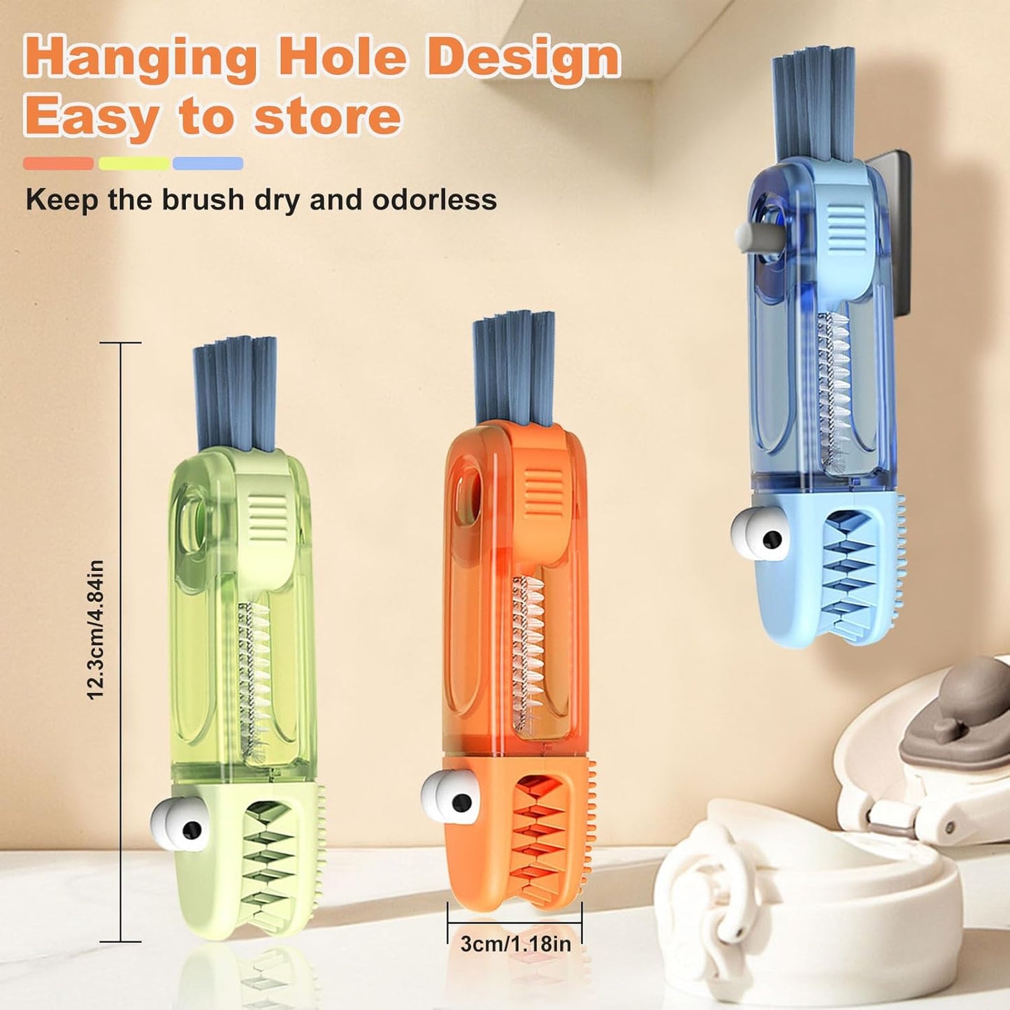 3 in 1 Cup Lid Cleaning Brush, Portable Gap Cleaner Brush - Multifunctional Bottle Cleaning Brush for Bottle Gap/Tight Spaces/Travel Bottle Lid, Home Kitchen Crevice Brush Tools, 3 PCS