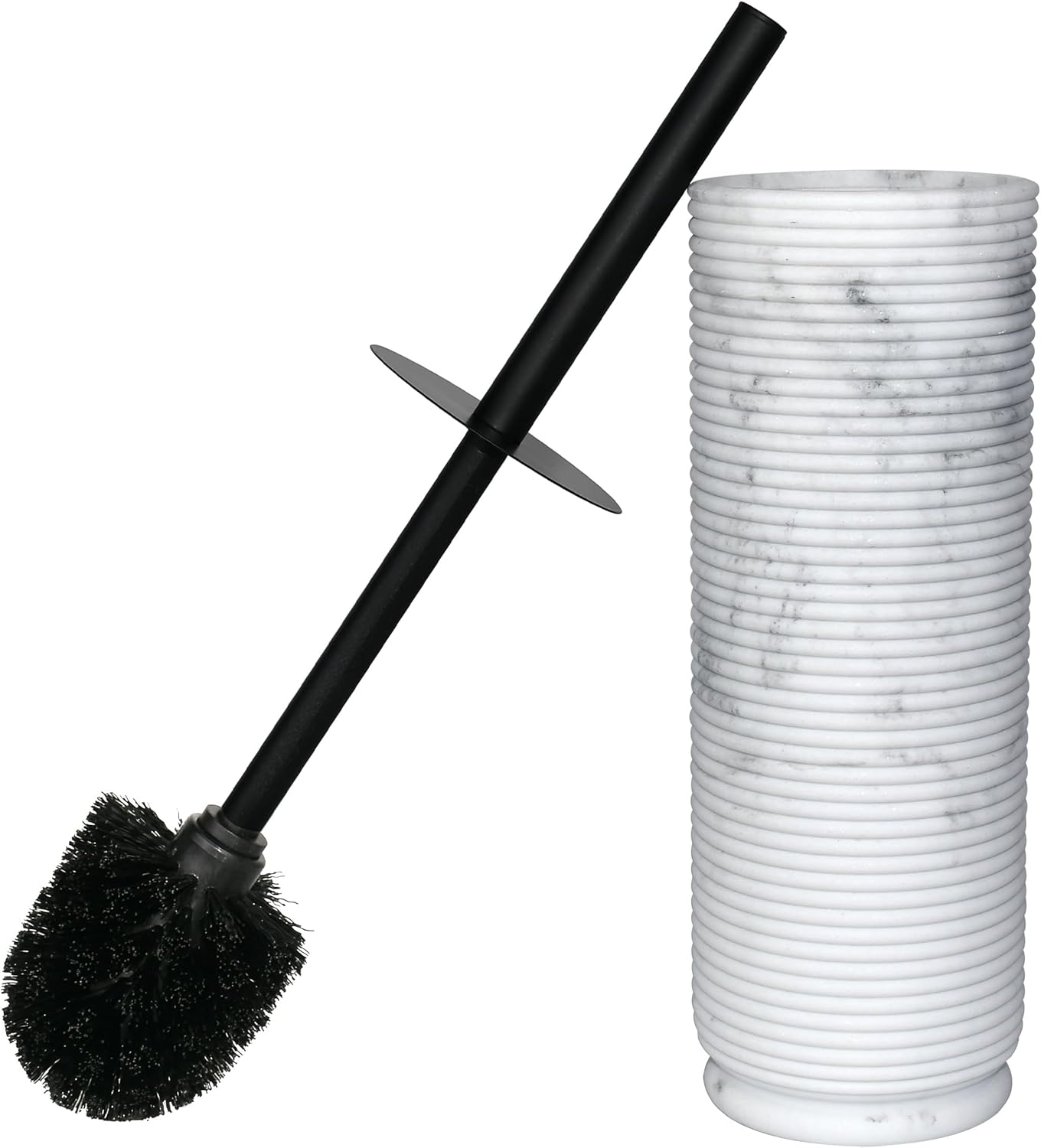 White Floral Branches Design Resin Toilet Bowl Brush and Holder Set, Elegant Bathroom Cleaning Tool with Durable Bristles, Compact and Functional