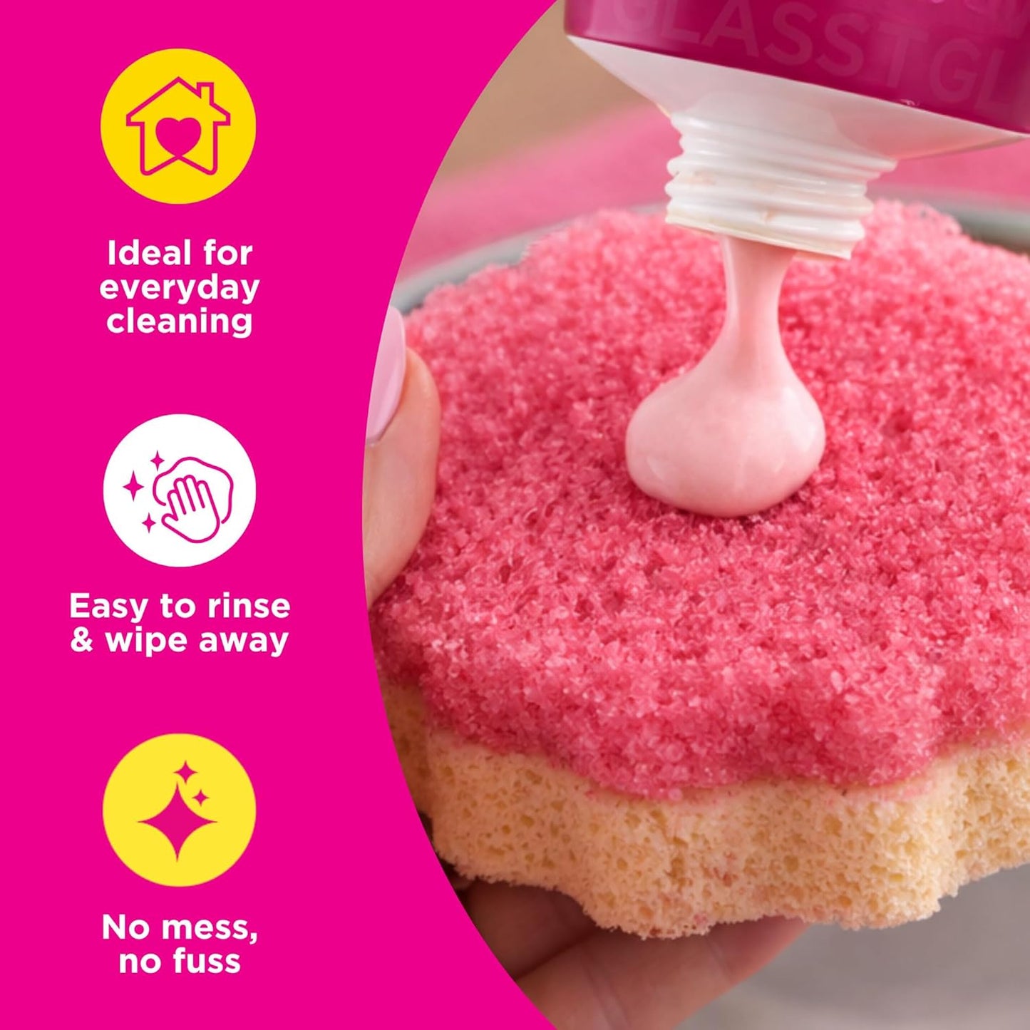 The Pink Stuff Squeezable Cleaning Paste 300g with SQeeZY Scrubber Sponge | Powerful Multi Purpose Surface Cleaner for Kitchen, Bathroom, Cookware, Tiles, Showers, and More