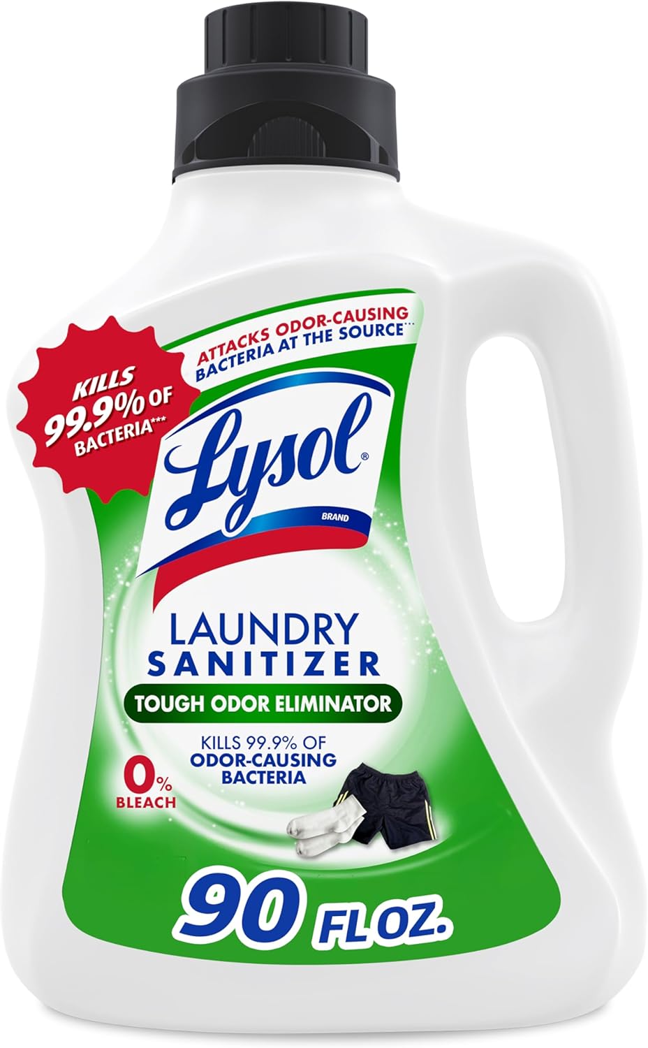 Lysol Disinfectant Laundry Sanitizer & Scent Booster, Laundry Detergent Additive, Color Safe Bleach Alternative, Laundry Odor Eliminator, Kills Bacteria & Viruses, Lavender Scent, 90 Fl Oz