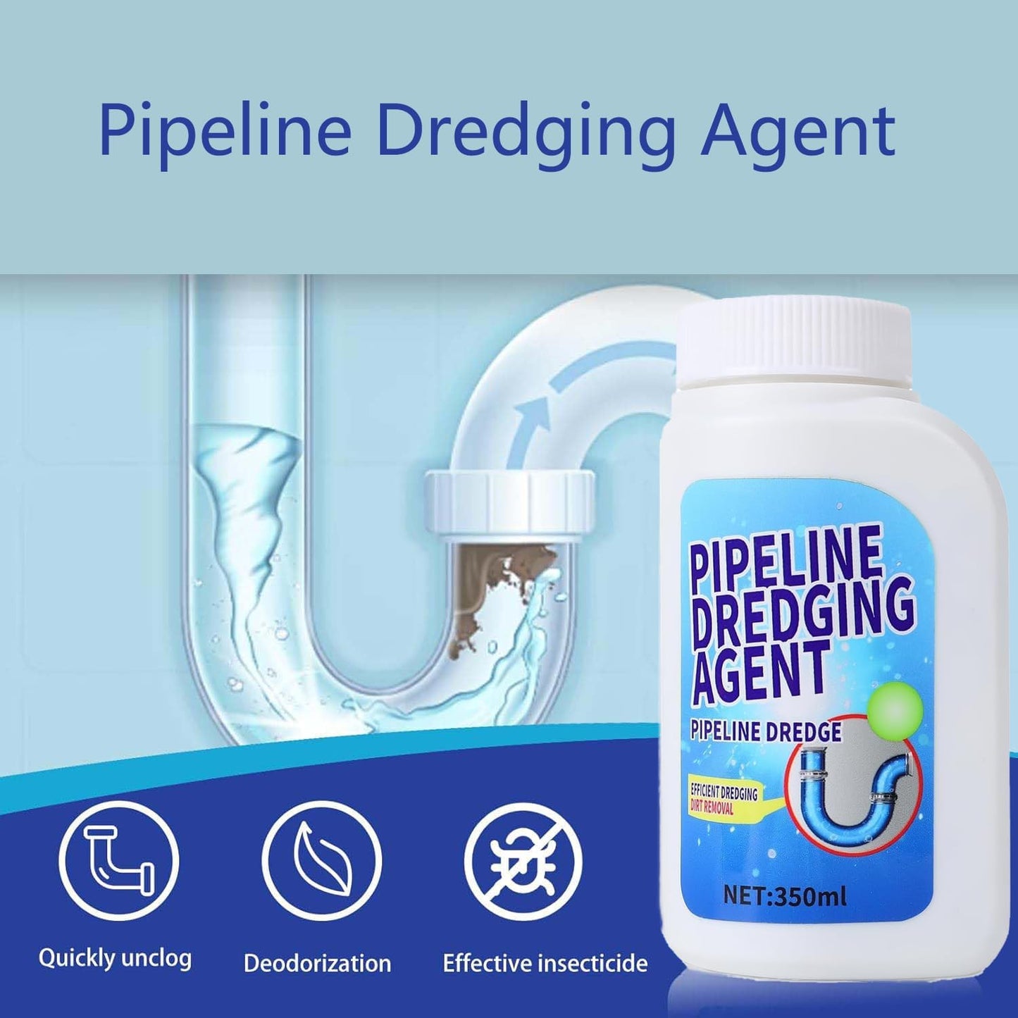 Drain cleaner, Pipeline Dredging Agent - 350ml Clog Remover | Fast-Acting, Drain Cleaner Powder, for Sinks, Showers & Toilets Kitchen Quick Cleaning