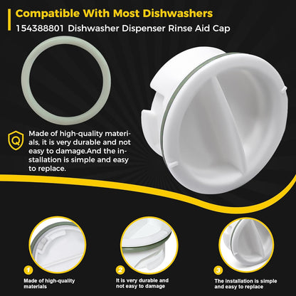 154388801 Dishwasher Dispenser Rinse Aid Cap For Frigidaire Kenm0re Dishwasher Replaces 890363 AP2109579 PS421128 EAP421128