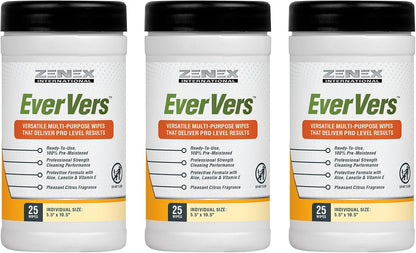 Magic EverVers Heavy Duty Cleaning Wipes - Single Sided Hand & Surface Towels | Powerful Moisturizers to Prevent Dry Hands | Waterless | Removes Grease, Oil, Dirt, & more (3 Pack | 75 Sheets Total)