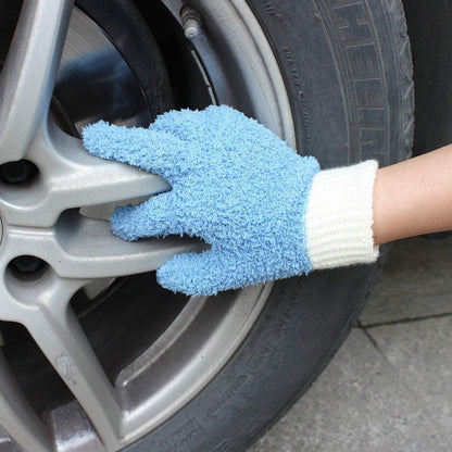 MIG4U Microfiber Dusting Gloves House Cleaning Glove for Blinds, Windows, Shutters, Furniture, and Car, Reusable Lint-Free Pink 1 Pair S/M