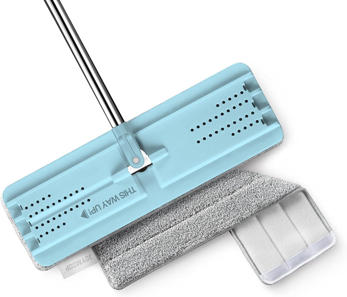 JOYMOOP Flat Mops, Microfiber Mop for Floor Cleaning and Wall Cleaner, 50" Mop Handle with Flexible 13" Flat Head with a Microfiber Mop Pad - White