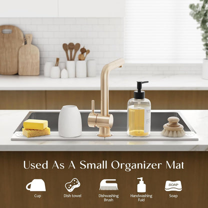 Eormoe Faucet Mat for Kitchen Sink – Diatomite Stone Drying Mat & Sink Protectors, Prevent Moisture – Sink Splash Guard Water-Absorbing Stone Tray for Bathroom Counter (Light Grey, 23.6" x 3.9")