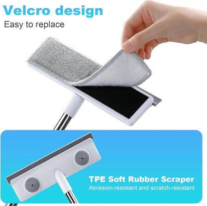 Rubber Floor Squeegee for Smooth Surface Concrete Floor, Tile Floor, Heavy Duty Garage Shower Floor Squeegee Broom for Removing Water, Commercial Scrubber Mop with Adjustable Long Handle