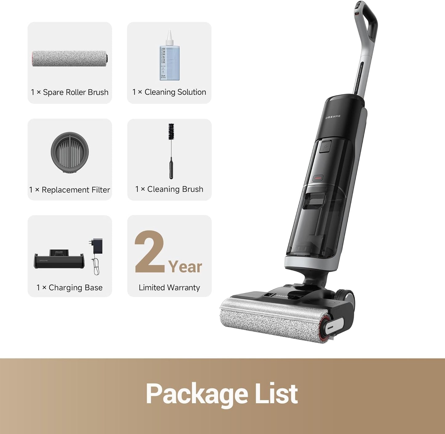 dreame H14 Cordless Vacuum Mop, 180° Lie-Flat Wet Dry Vacuum cleaner, 140°F Brush Washing, Fast Hot Air Drying in 5Mins, Smart Hard Floor Cleaner Machine with Powerful Suction, Great for Sticky Messes