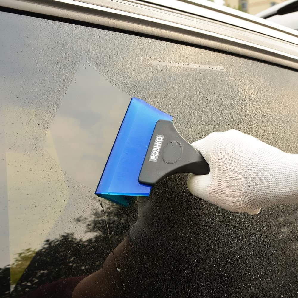 FOSHIO Small Squeegee with 5 Inch Dark Blue Rubber Blade Mini Wiper Window Tinting Tools for Mirror Glass Window Cleaner with Non-Slip Handle, 2 Pack