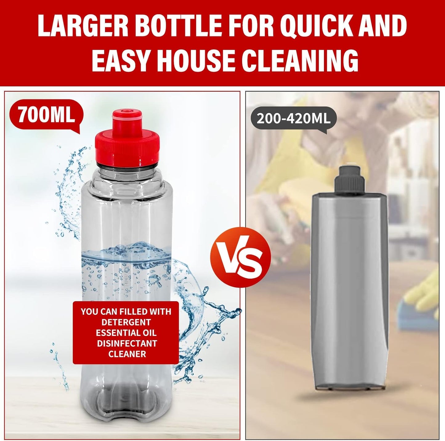 Spray Mops for Floor Cleaning, Microfiber Spray Cleaning Mop Kit with 3 Reusable Washable Pads 700ML Refillable Bottle and Scrubber Flat Mop with 360 Degree Swivel Head for Hardwood Laminate