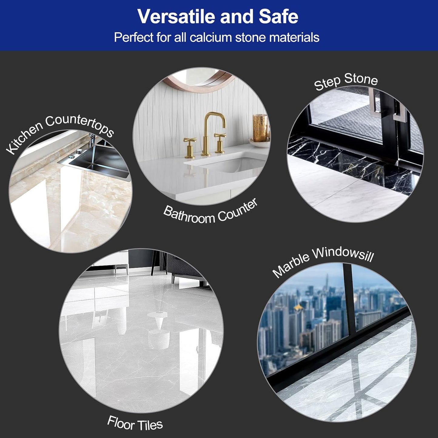 Marble Polishing Powder, Professional Touch-Up Etch Remover, Restore Shine Remove Water Stains Scratches Rings Etches for Marble Stone Granite Quartz Tile Floor Countertop Surfaces Polishing Care