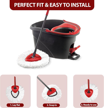 Mop Replace Head, 3 Pack Spin Mop Replacement Head Easywring 1-Tank System, Easy Cleaning, Microfiber, Machine Washable