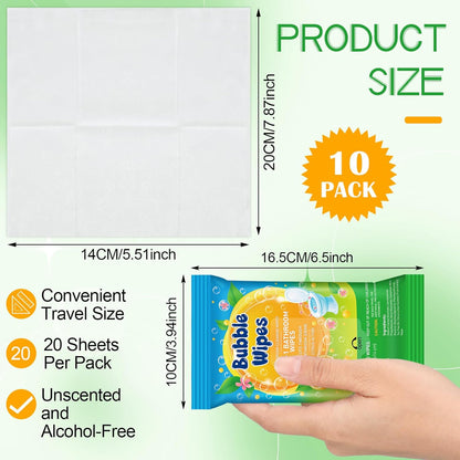 10-pack Bathroom Cleaning Wipes 100/200 Count 2-in-1 Citrus Scent Wipes Cleaner for Bathroom Toilet, Sink, Tile & Shower -Reusable Sealable Pouch, No Scrubbing Needed