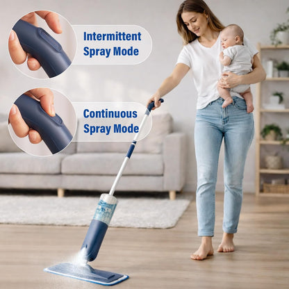 PowerMop for Floor Cleaning with 2 Washable Pads - Wet Dry Microfiber Mop with 720 ml Refillable Bottle for Kitchen Wood Floor Hardwood Laminate Ceramic Tiles Floors Dust Cleaning