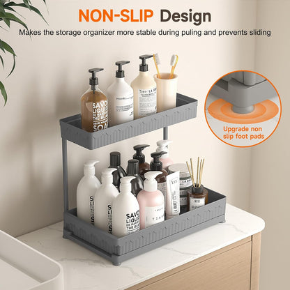 Sevenblue L-Shaped Pull-Out Storage Organizers, 3 Pack (Black, 12.85 inch)