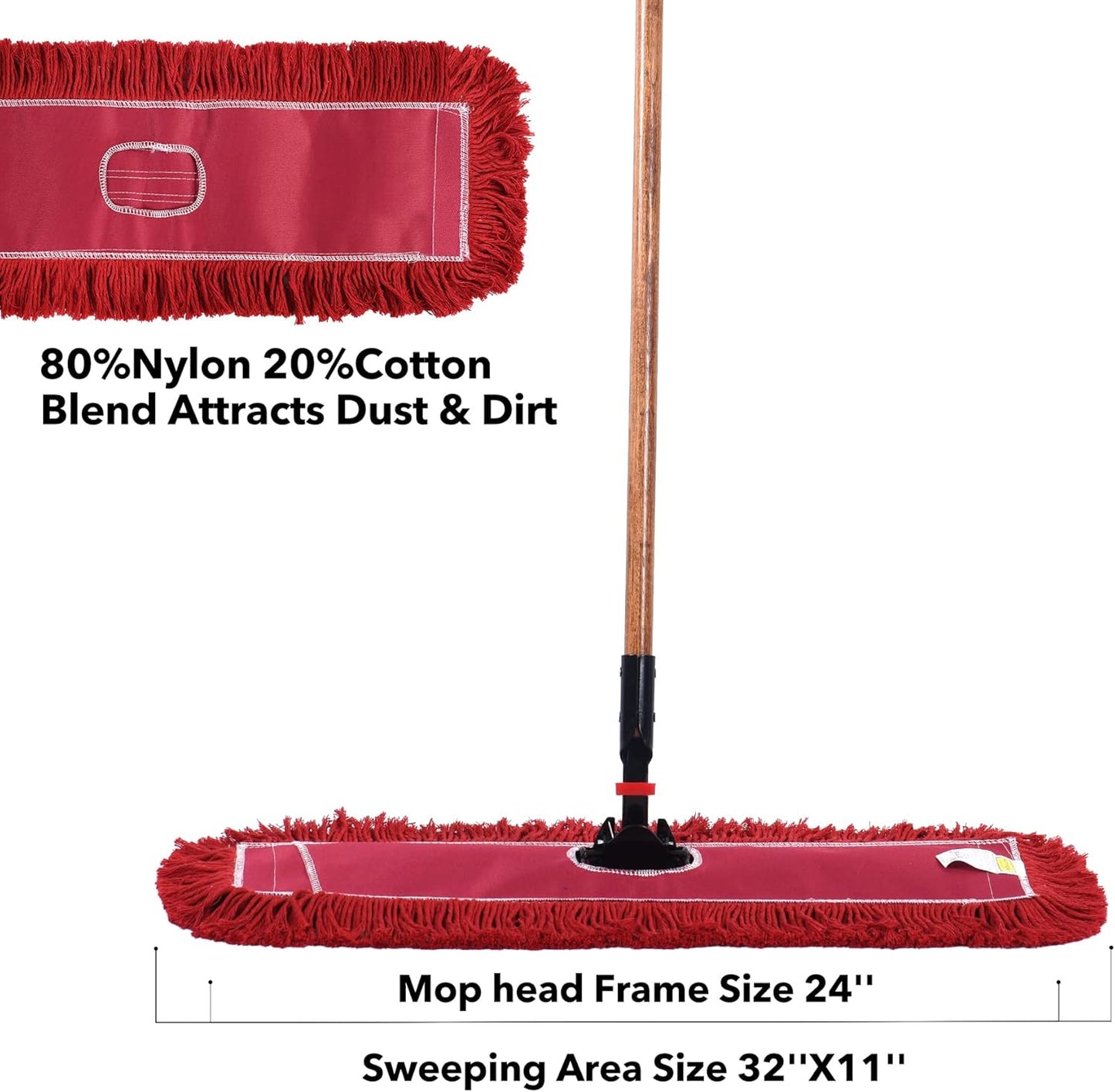 Matthew Cleaning 24'' Industrial Strength Cotton Dust Mop Refill Washable Replacement Heads for Residential & Commercial Use Fit Standard Dust Mop Frames, Hardwood, Laminate, Concrete Floors 3 Pack