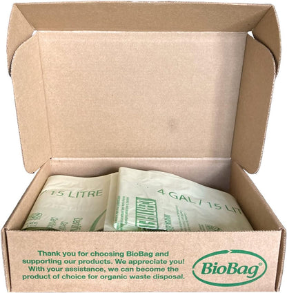 3 Gallon Compostable Food Scrap Bags by BioBag, 100 Count, BPI Certified, Meets ASTM D6400 Standards, Made in USA, Kitchen Trash Bin Liners
