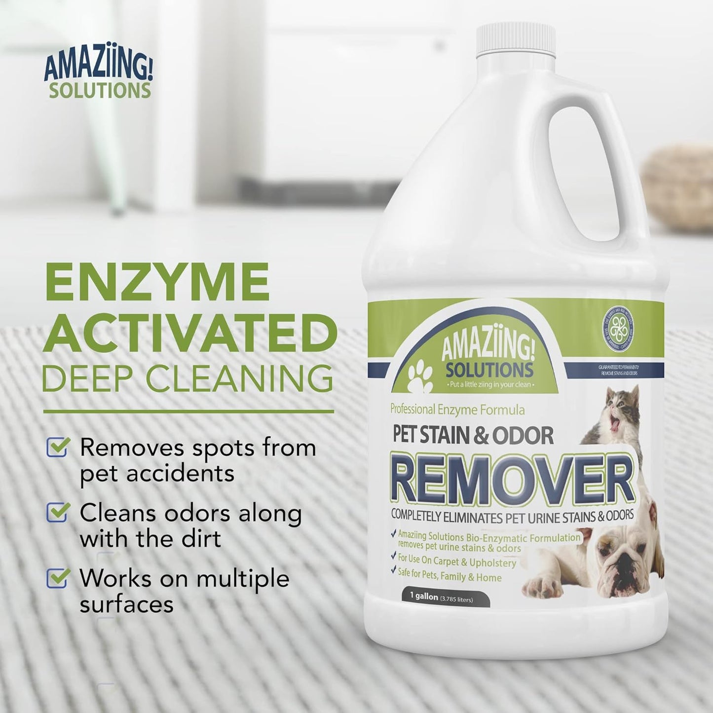 Pet Stain and Odor Remover - Enzyme Cleaner, Pet Urine Odor Eliminator Spray - Floor & Carpet Cleaner Spray, Pet Deodorizers For Home, Fabric Spray W/Fresh, Clean Scent, 32oz Spray