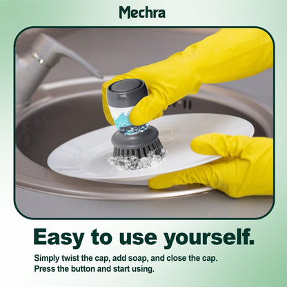 Soap Dispensing Dish Scrubber – Ergonomic Palm Brush for Effortless Kitchen Cleaning, Grease Removal & Long-Lasting Durability