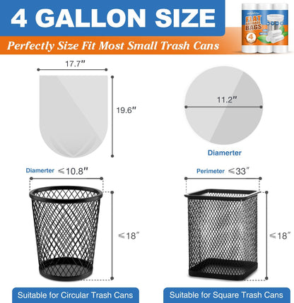 Small Trash Bags 4 Gallon 105 Count Small Garbage Bags for Bedroom, Office, Kitchen Trash Can Mini Trash Bags for Wastebasket Bin Liner, Unscented, Bathroom Accessories, Dorm Room Essentials