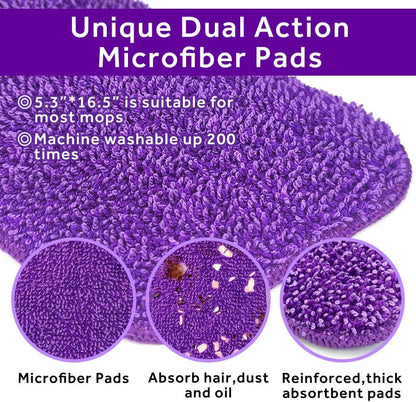 16.5 inch Mop Pads Refills, 3 Pack Microfiber Reusable Replacement Mop Pads Flat Replacements Heads for Wet Or Dry Floor Cleaning and Scrubbing, Grey Tassel Cloth