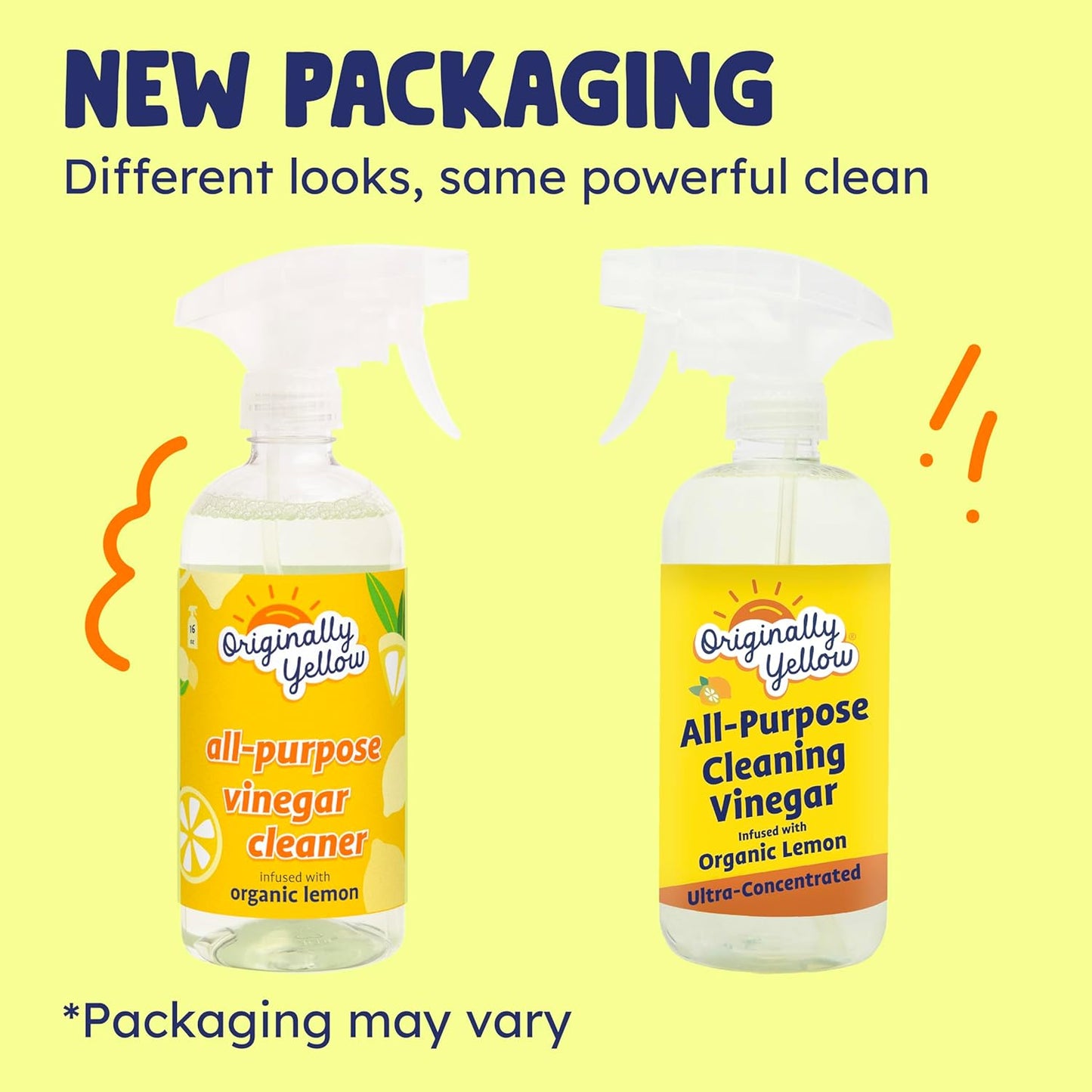 Originally Yellow Lemon Vinegar All Purpose Cleaning Spray | Distilled Cleaning Vinegar | Plant-Derived All Purpose Cleaner | Living Room, Bathroom, & Kitchen | 3 Pack