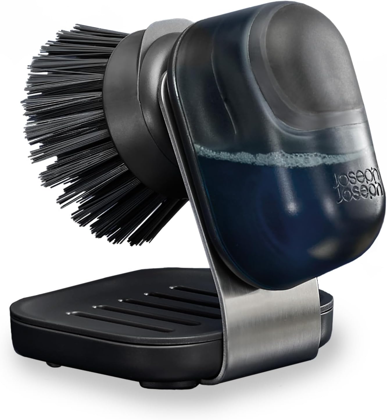 Joseph Joseph SinkTech Refillable Soap-Dispensing Dish Brush with Stainless Steel Storage Stand Drip Tray