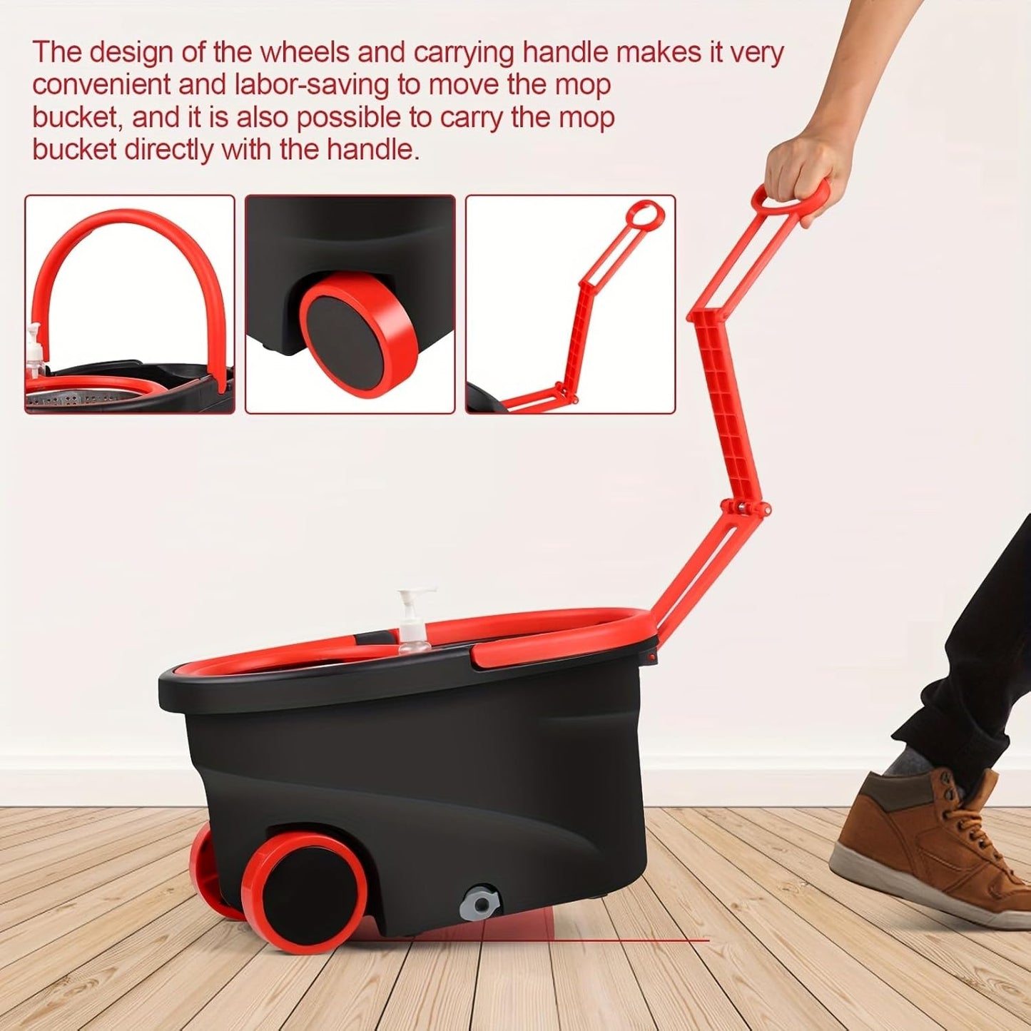 360° Spin Mop and Bucket System with Wringer - Includes 3 Microfiber Mop Refills & 50" Extended Handle for Floor Cleaning, Easy Squeeze, Efficient Home Cleaning Tool (Green)