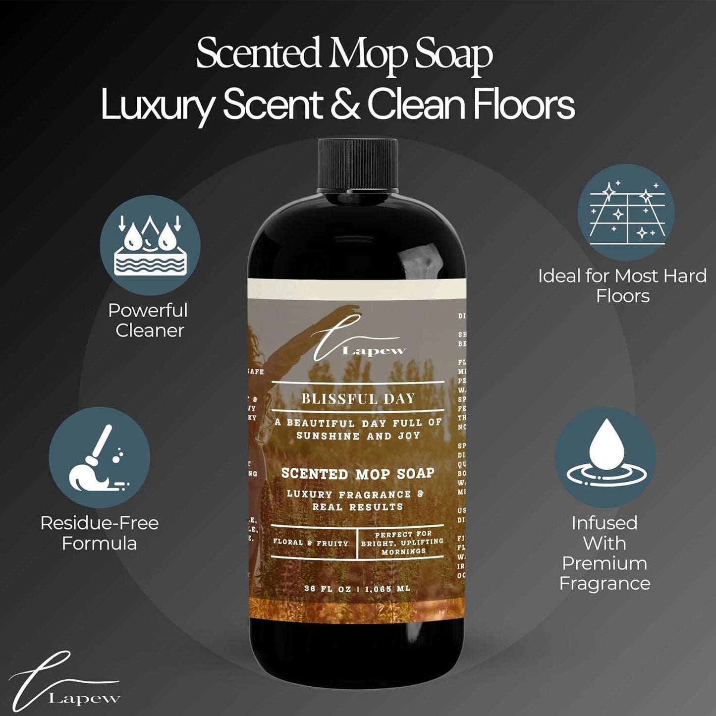 Lapew Black Sea Scented Cleaning Bundle | Carpet Deodorizer Powder (16 oz) & Mop Soap Concentrate (36 oz) | Pet-Friendly Odor Eliminator - Colors B