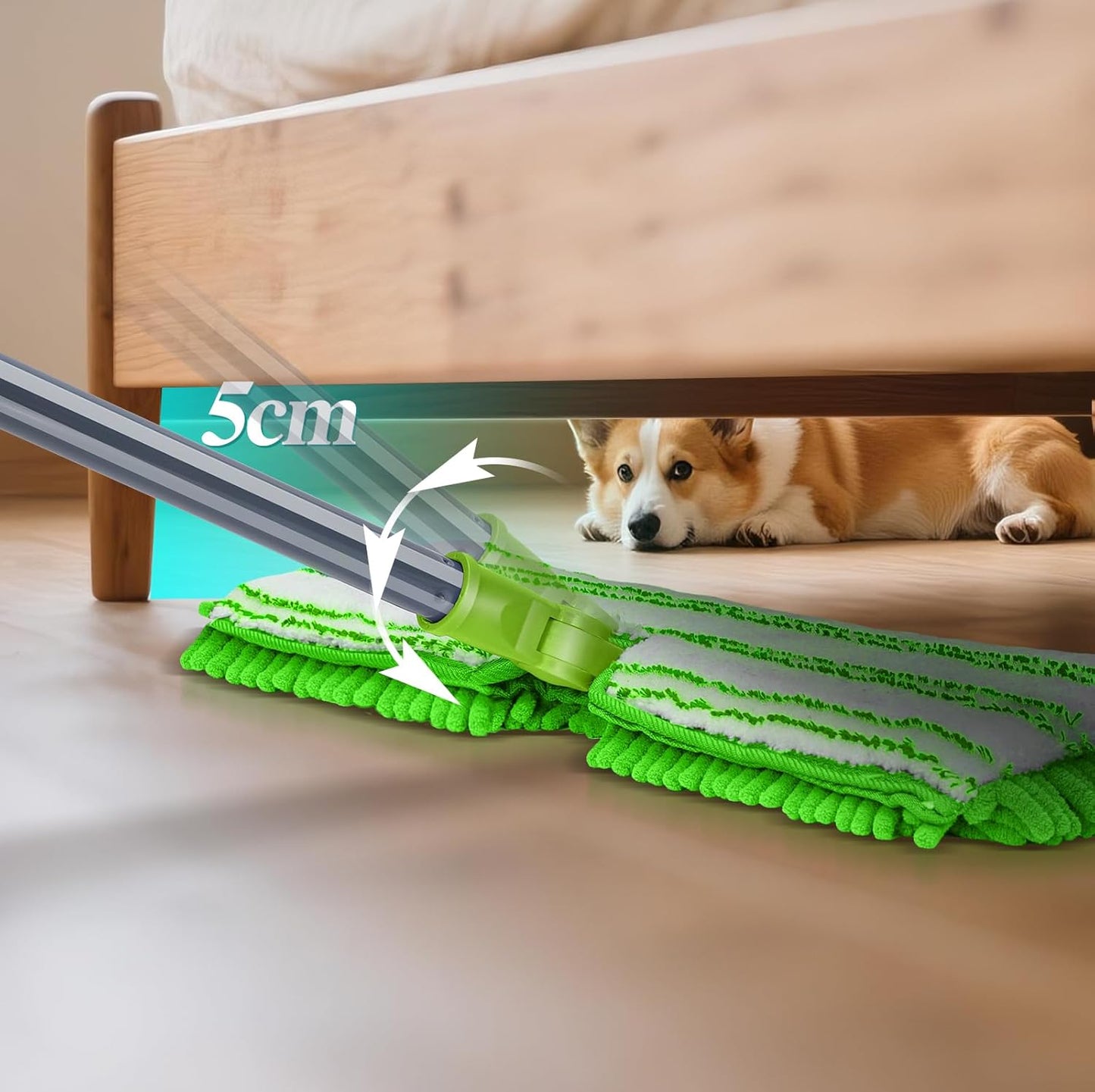 MASTERTOP Microfibre Flat Mop, Extended Wet Dry Large Floor Mop with 5 Reusable Pads & Telescopic Handle, Dust Mops for Laminate Wooden Hard Floor Vinyl Tile Floors Cleaning - Send 1 Cleaning Scraper