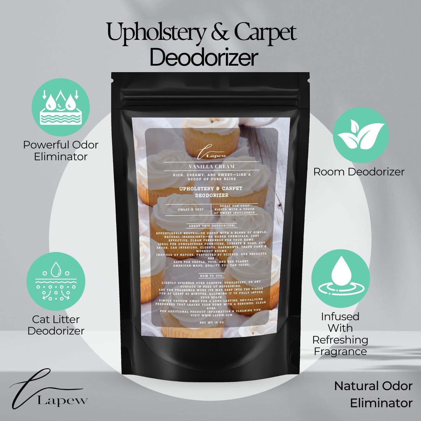 Lapew Black Sea Scented Cleaning Bundle | Carpet Deodorizer Powder (16 oz) & Mop Soap Concentrate (36 oz) | Pet-Friendly Odor Eliminator - Colors B