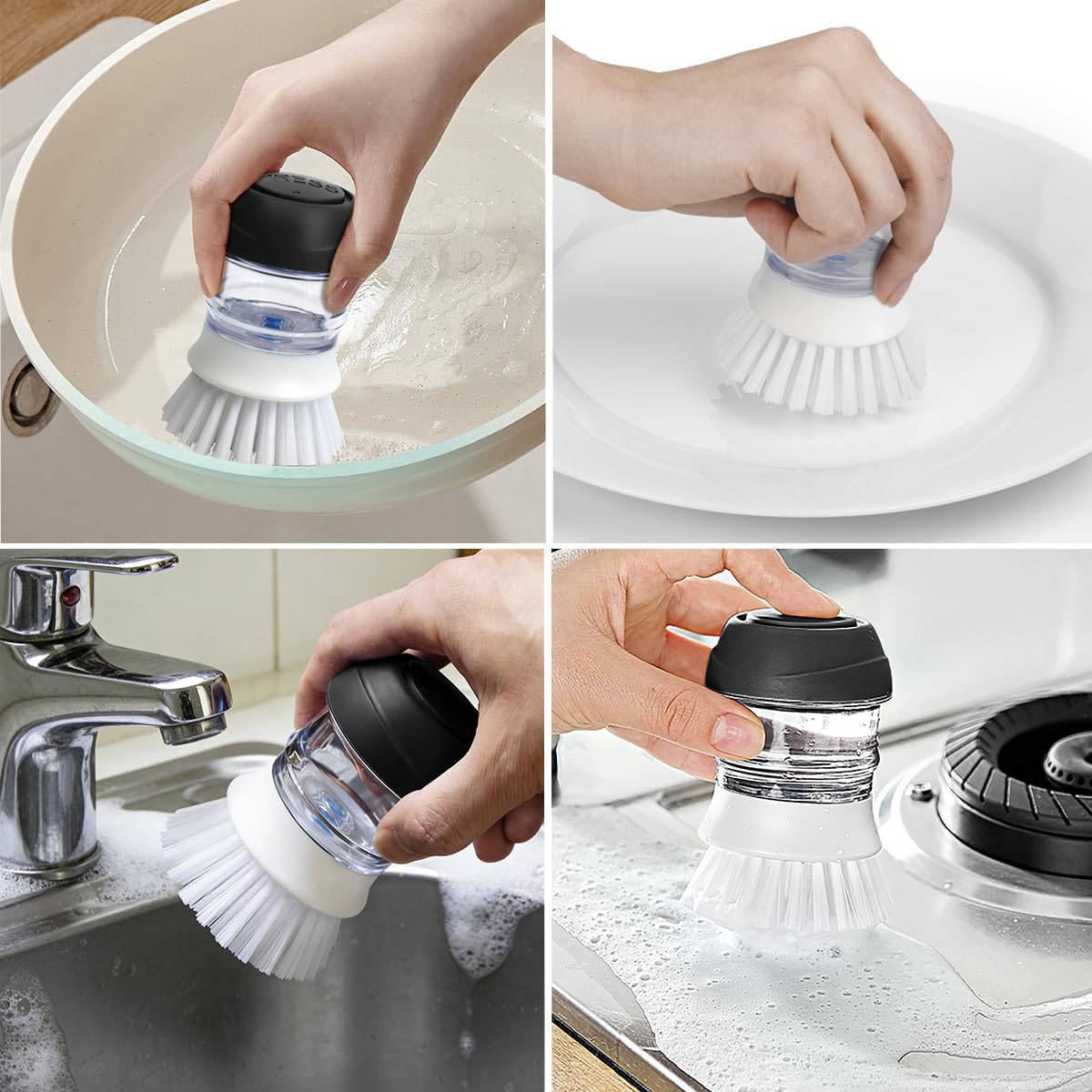 CELOX Dish Scrubber with Handle Kitchen Scrub Brushes for Cleaning Sink, Pot
