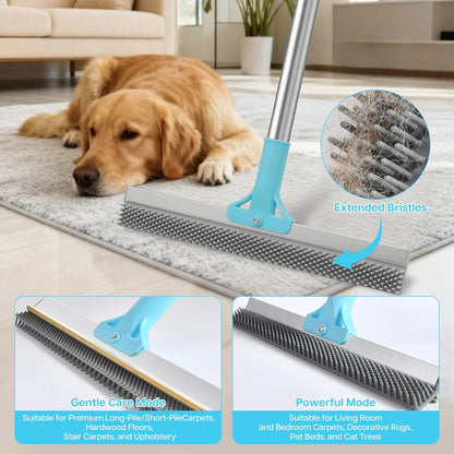 3 PCS Carpet Rake for Pet Hair Removal, Reusable Pet Hair Carpet Rake with 54” Adjustable Long Handle, Pet Hair Remover Scraper Rake Carpet,Dog Hair Broom for Rugs,Mats,Couch and Furniture.