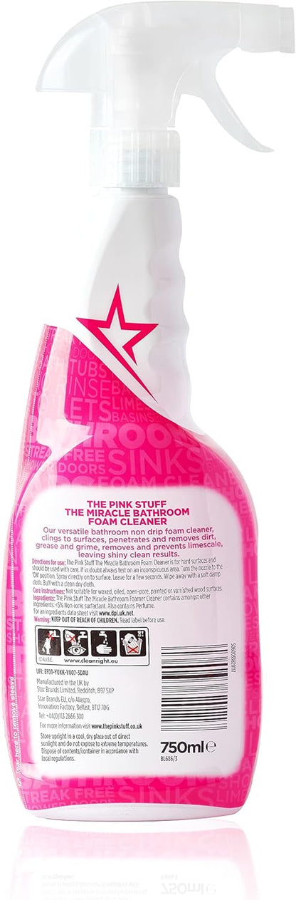 Stardrops - The Pink Stuff - Miracle Bathroom Foam Cleaner 750ml - Baths, Tiles, Soap Scum, Limescale, Streak Free
