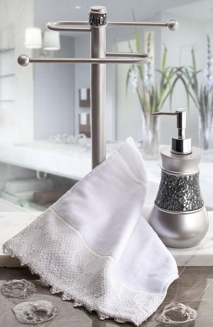 Creative Scents Crackled Glass Toilet Brush with Holder - Silver Toilet Bowl Cleaner Brush and Holder - Good Grip, Deep Cleaning, Decorative Design Compact Toilet Bowl Scrubber