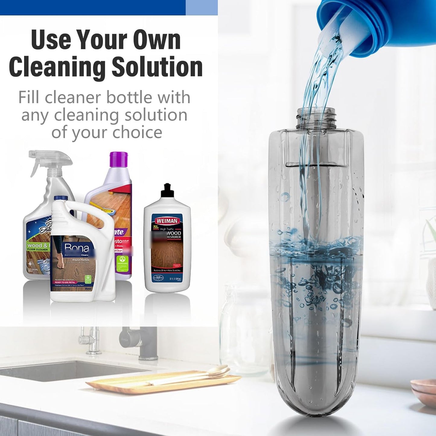 Mops for Floor Cleaning Wet Spray Mop with 14 oz Refillable Bottle and 2 Washable Microfiber Pads Home or Commercial Use Dry Wet Flat Mop for Hardwood Laminate Wood Ceramic