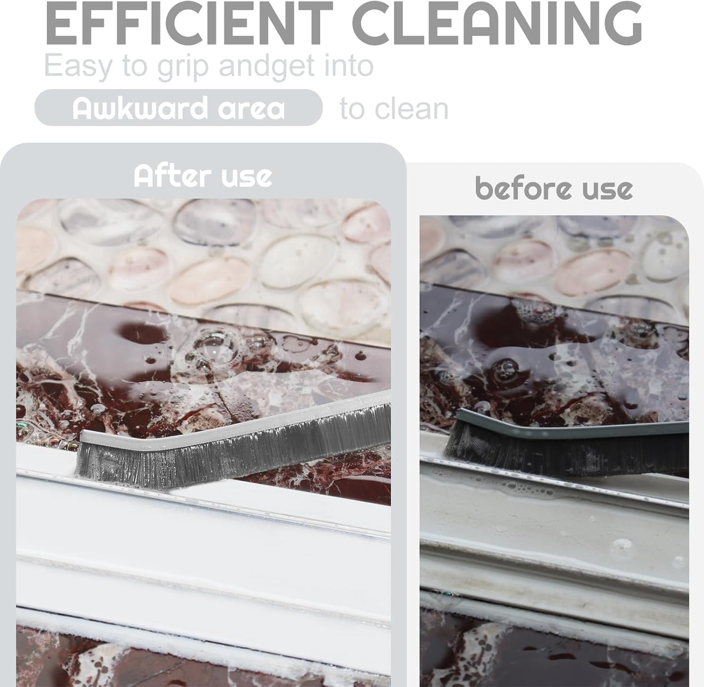Crevice Cleaning Brush Bathroom Tile Groove Gap Cleaning Brush Premium Crevice Cleaning Tool Aluminum Support with 15° Angled Head-Grout Thin Brush,Kitchen & Bathroom Tool (5PCS)