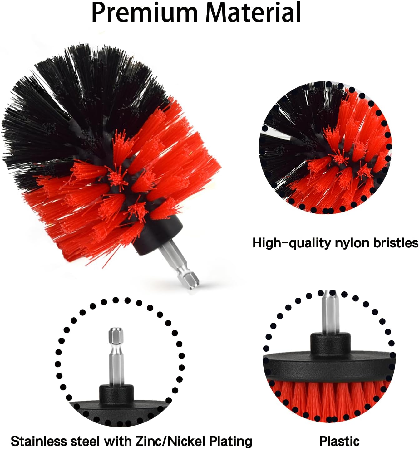 8 Pack Drill Brush Attachment Set,1/4in Power Scrubber Brush + Extend Long Rod, Power Cleaning Scrub Brush for Bathroom, Tub, Tile, Floor, Grout, Boat(White)