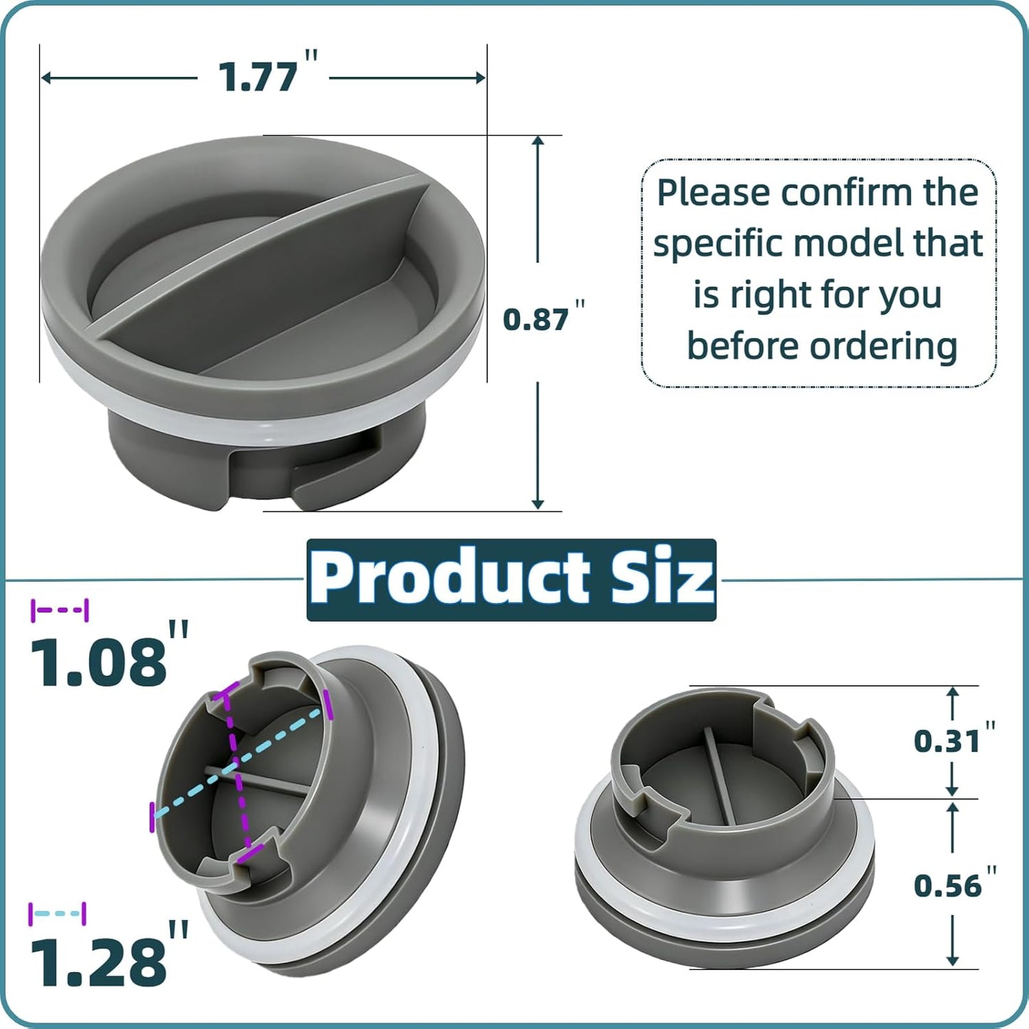 WPW10524919 Dishwasher Rinse Aid Cap, Leak-Proof Seal, Compatible with Whirlpool Amana IKEA WDP350PAAW5 KDTE104DSS0 Cap Replacement for W10524919， W10524923 2684856, PS11755938