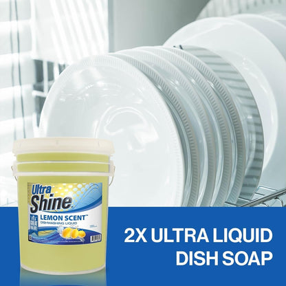 Ultra Shine 3X Platinum Bulk Dishwashing Liquid, Powerful Grease Remover, 5-Gallon - Concentrated Dish Cleaner Soap for Commercial Kitchens, Restaurants & Home Cleaning, Gentle on Hands & Skin