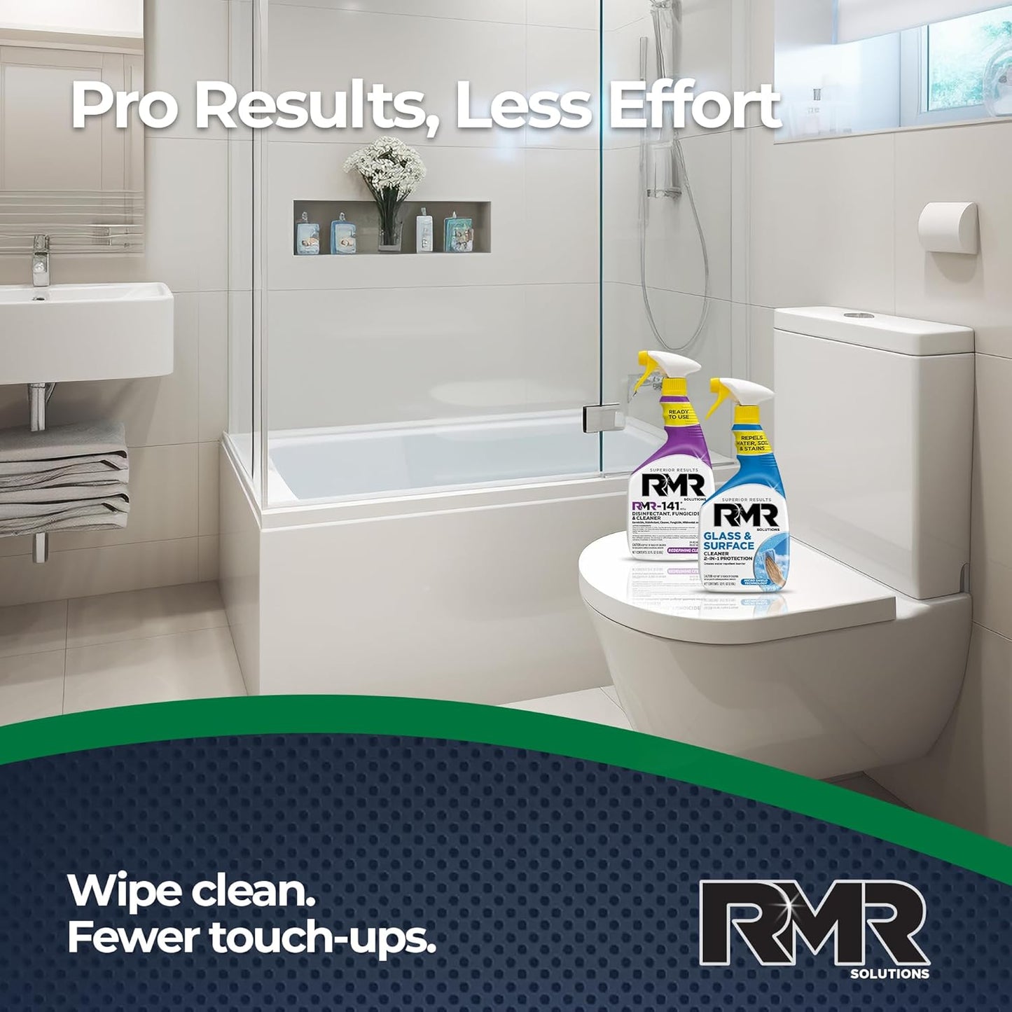RMR Defend & Detail Duo – RMR-141 EPA Registered Mold & Mildew Spray + Glass & Surface Cleaner/Repellent, 2-Step Clean & Protect System for Glass, Tile, Bathrooms, Surfaces, 2–32 Oz Bottles