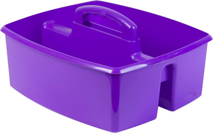 Storex 2-Compartment Large Cleaning Caddy – Multipurpose Supply Organizer with Handle - Black, 1-Pack (00973A06C)