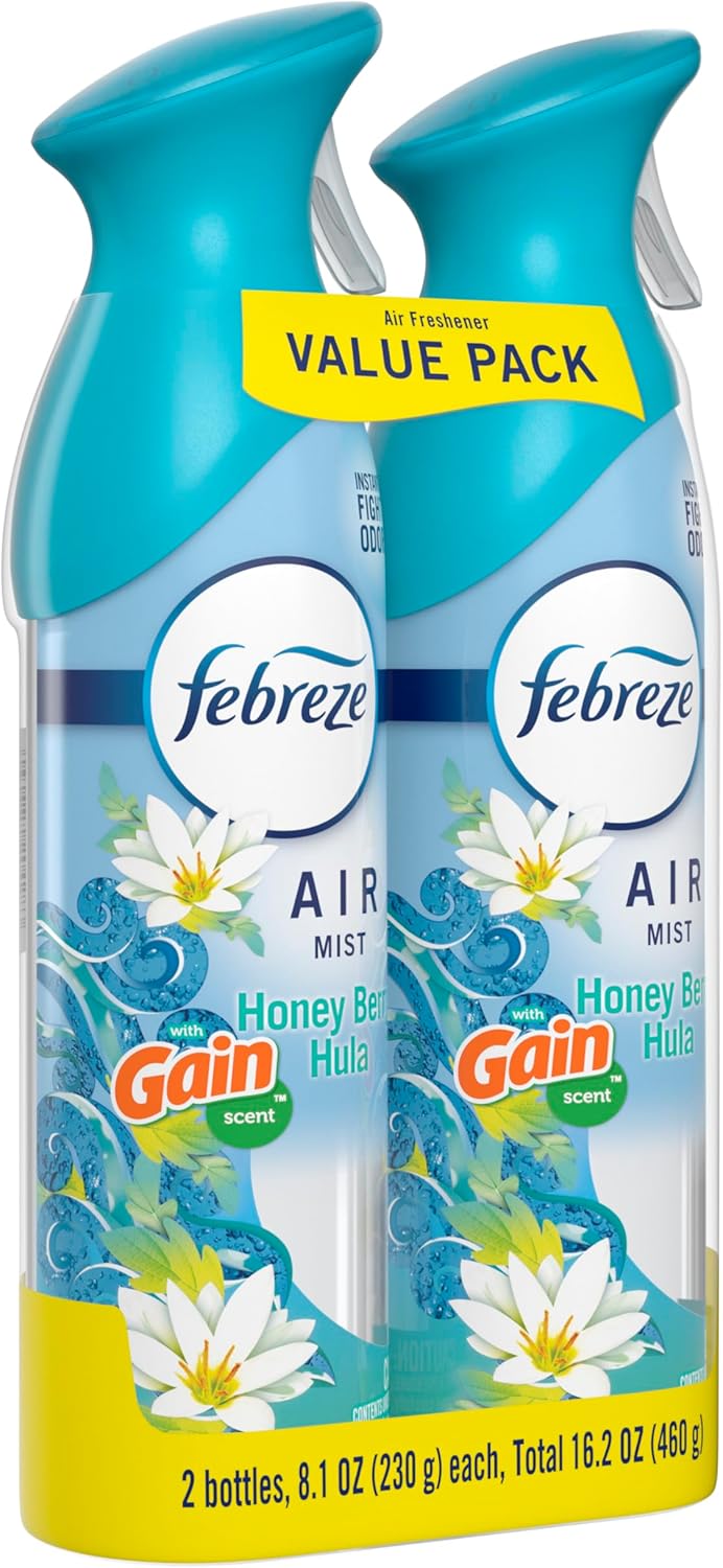 Febreze Air Mist Air Freshener Spray, Odor-Fighting Room Spray, Air Fresheners for Home and Bathroom and Kitchen, Aerosol Can, Downy April Fresh Scent, 8.8oz (Pack of 2)