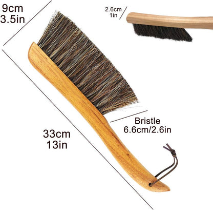 AMERWASH PLUS Counter Brush for Furniture, Drafting, Patio, Bed, Fireplace, Woodworking Cleaning, Horsehair Bristles Duster Wooden Handle Shop Brush, Hand Broom Brush - 2 Pack