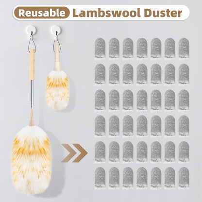 Ostrich Feather Dusters for Cleaning Kit - Reusable Soft Feather Duster Extendable to 49 inches for Cleaning Ceiling Fan, High Ceiling, Blinds & Retractable Small Duster for Keyboard, Car