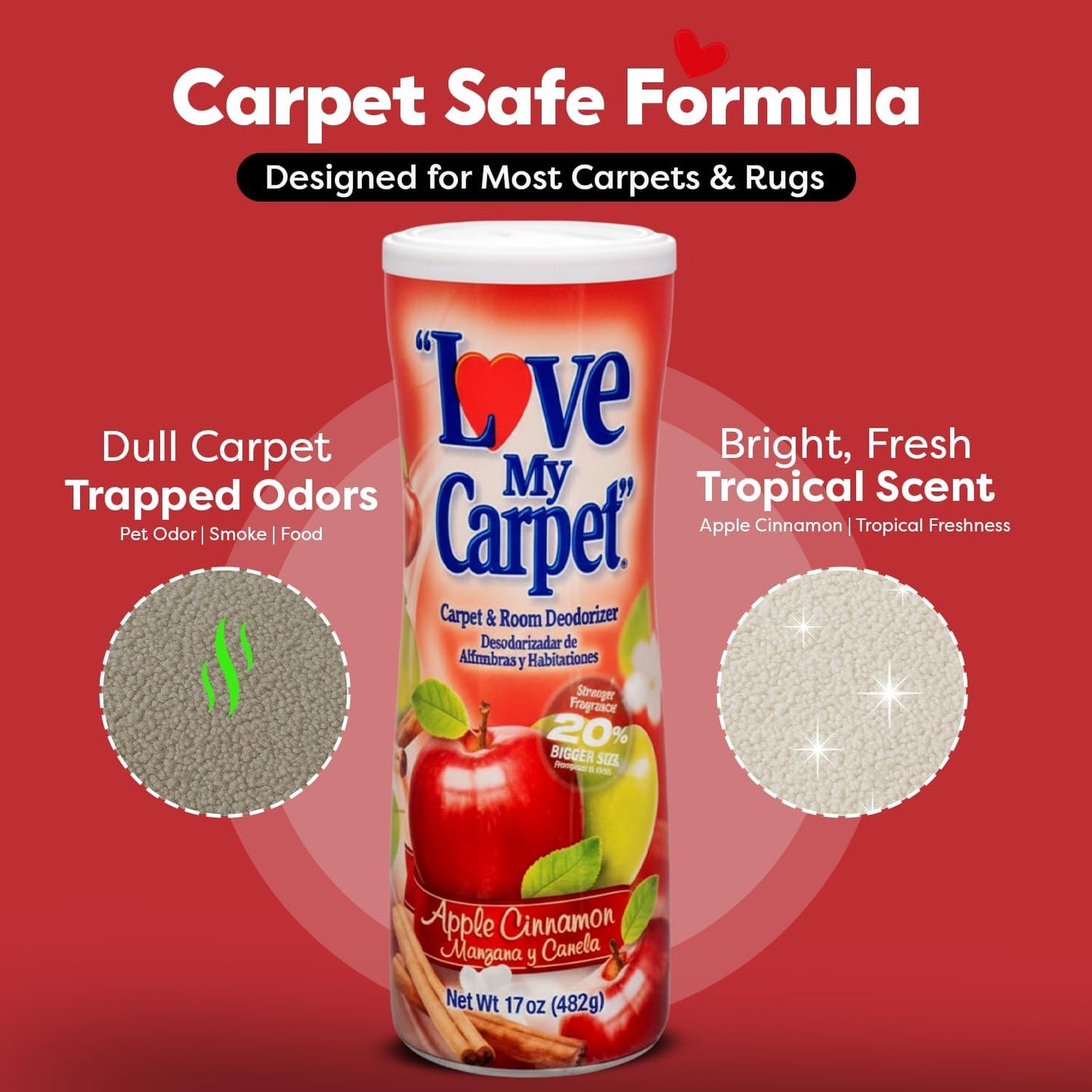6 Love My Carpet | Carpet Deodorizer & Freshener Powder | 17 oz Pet Odor Eliminator for Strong Odor & Pet Urine | FRESH LINEN | Safe for Homes with Pets